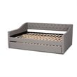 Baxton Studio Haylie Queen Size Light Grey Upholstered Daybed with Trundle