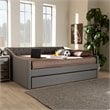 Baxton Studio Haylie Queen Size Light Grey Upholstered Daybed with Trundle