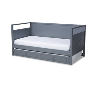 baxton studio cintia grey wood twin size daybed with trundle