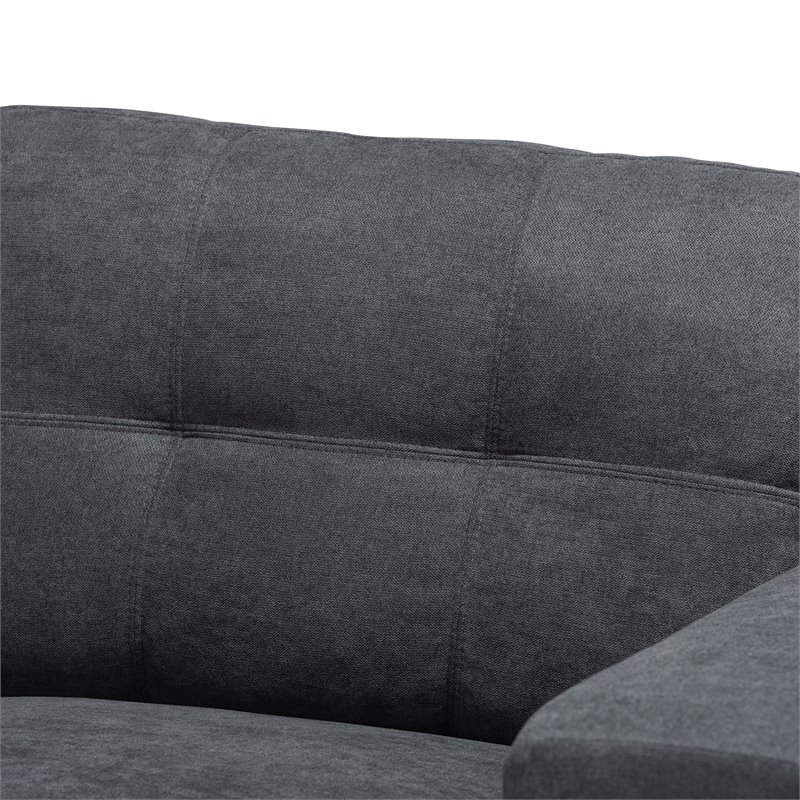 Baxton Studio Langley Dark Grey Sectional Sofa with Left Facing