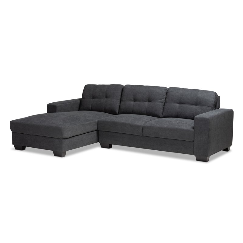 Baxton Studio Langley Dark Grey Sectional Sofa with Left Facing