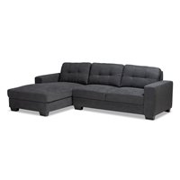 Baxton Studio Mireille Left Facing Sectional in Dark Gray