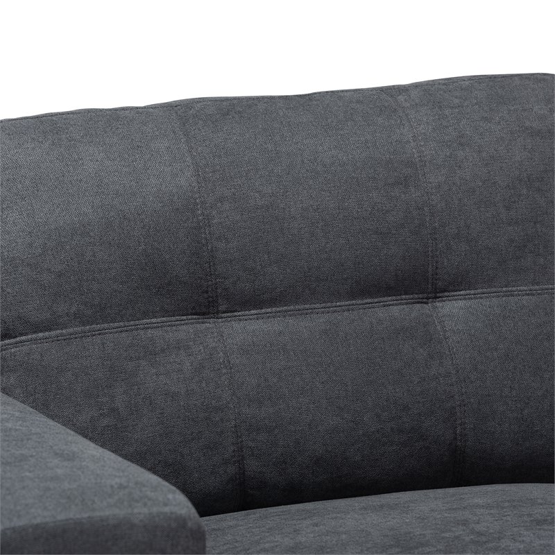 Baxton Studio Langley Dark Grey Sectional Sofa with Right Facing Chaise