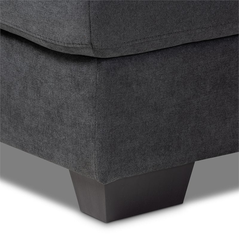 Baxton Studio Langley Dark Grey Sectional Sofa with Right Facing Chaise
