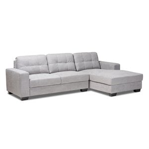 Baxton Studio Langley Light Grey Sectional Sofa with Right Facing Chaise