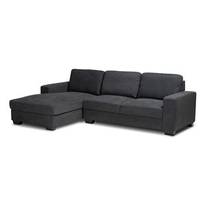 Baxton Studio Nevin Dark Grey Sectional Sofa with Left Facing Chaise