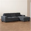 Baxton Studio Nevin Dark Grey Sectional Sofa with Right Facing Chaise