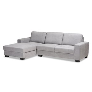 Baxton Studio Nevin Light Grey Sectional Sofa with Left Facing Chaise