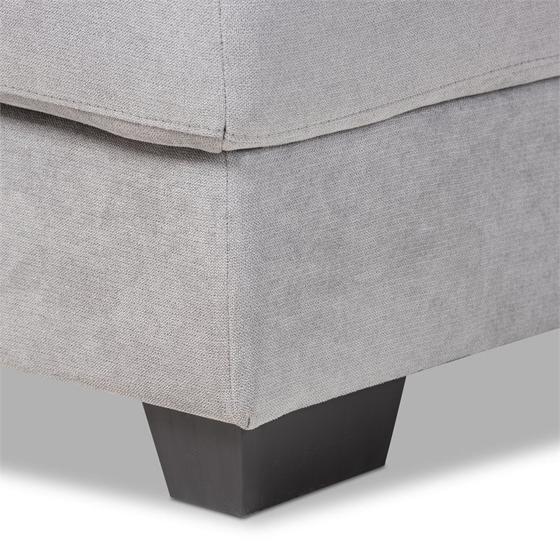 Baxton Studio Nevin Light Grey Sectional Sofa with Right Facing Chaise
