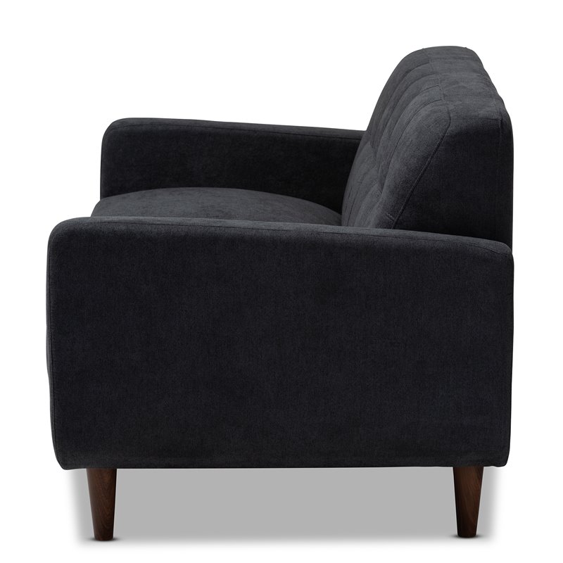 Baxton Studio Allister Dark Grey Fabric Upholstered Loveseat