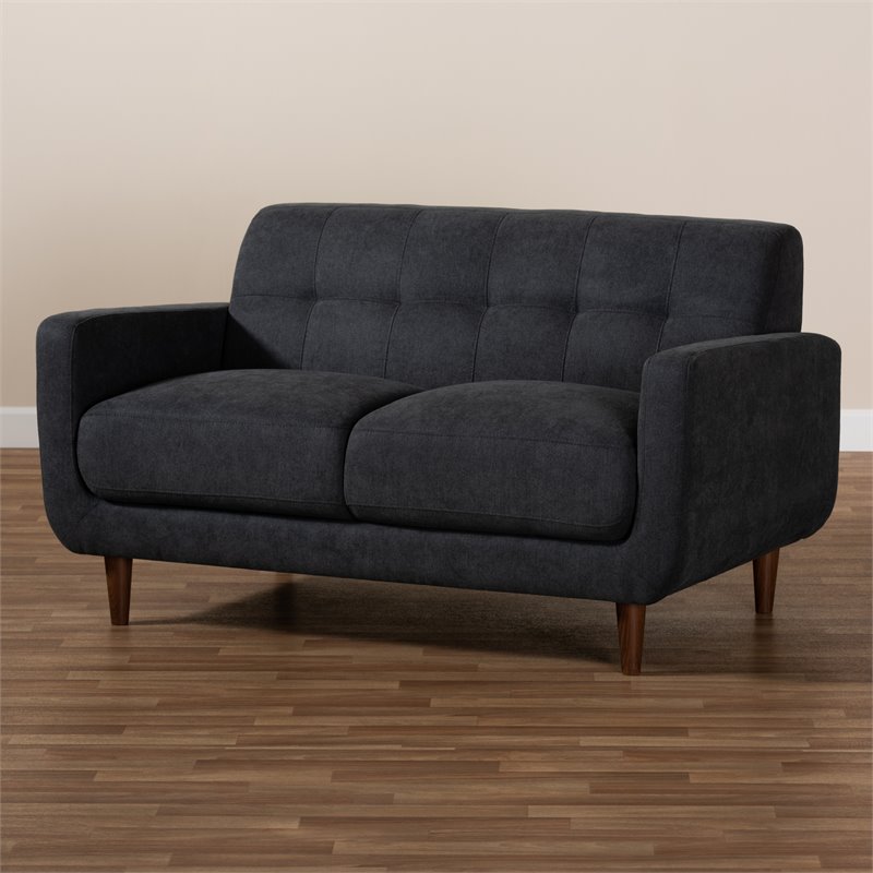 Baxton Studio Allister Dark Grey Fabric Upholstered Loveseat