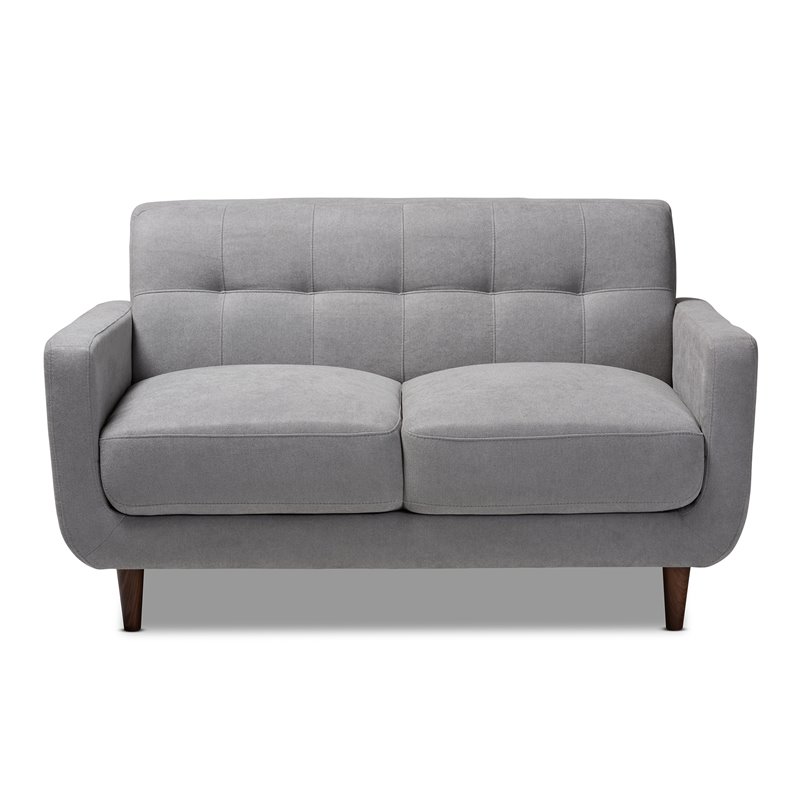Baxton Studio Allister Light Grey Fabric Upholstered Loveseat