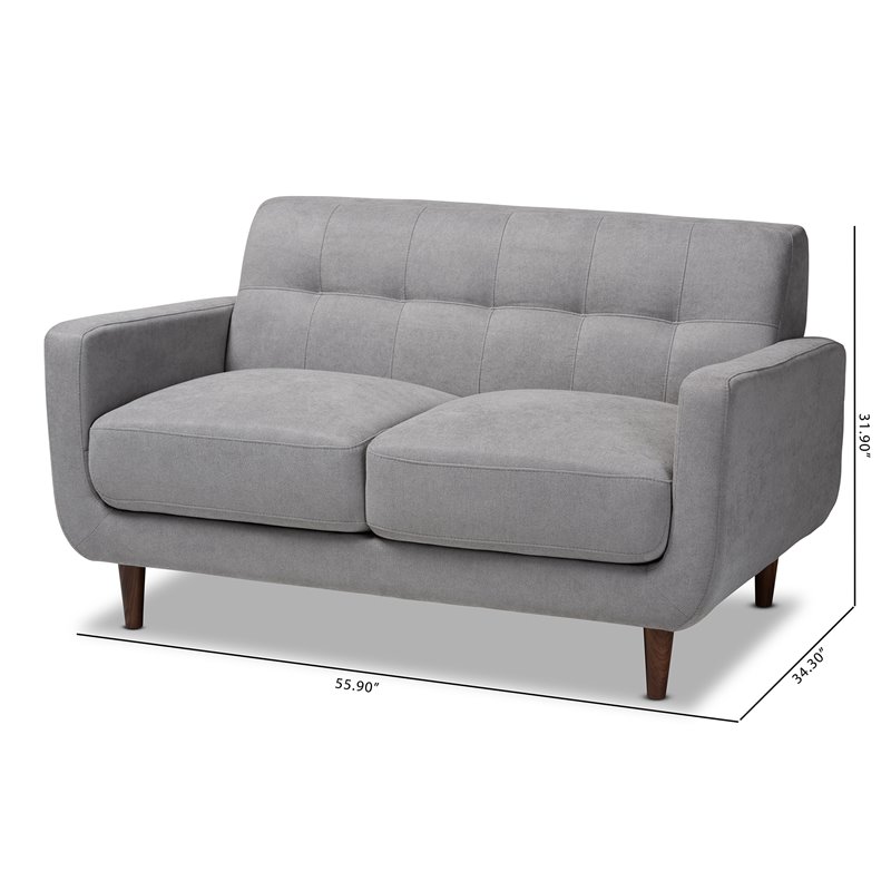 Baxton Studio Allister Light Grey Fabric Upholstered Loveseat