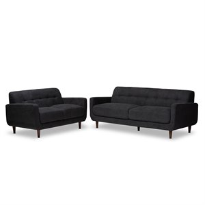 Baxton Studio Allister Dark Grey Upholstered Living Room Set