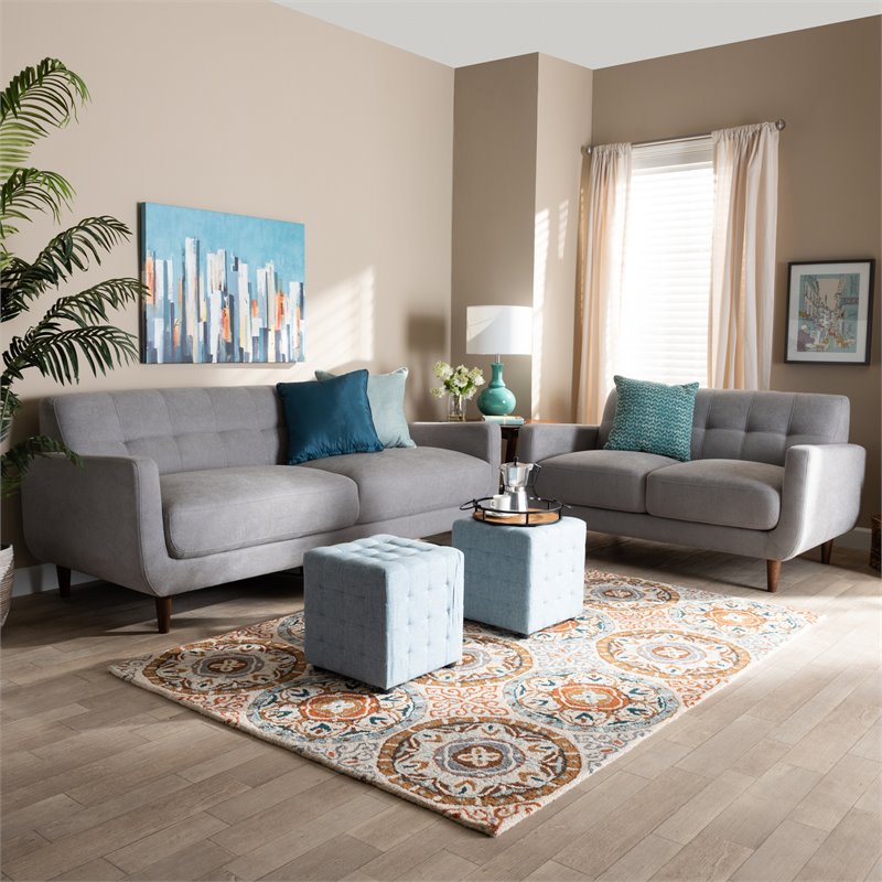 Baxton Studio Allister Light Grey Upholstered Living Room