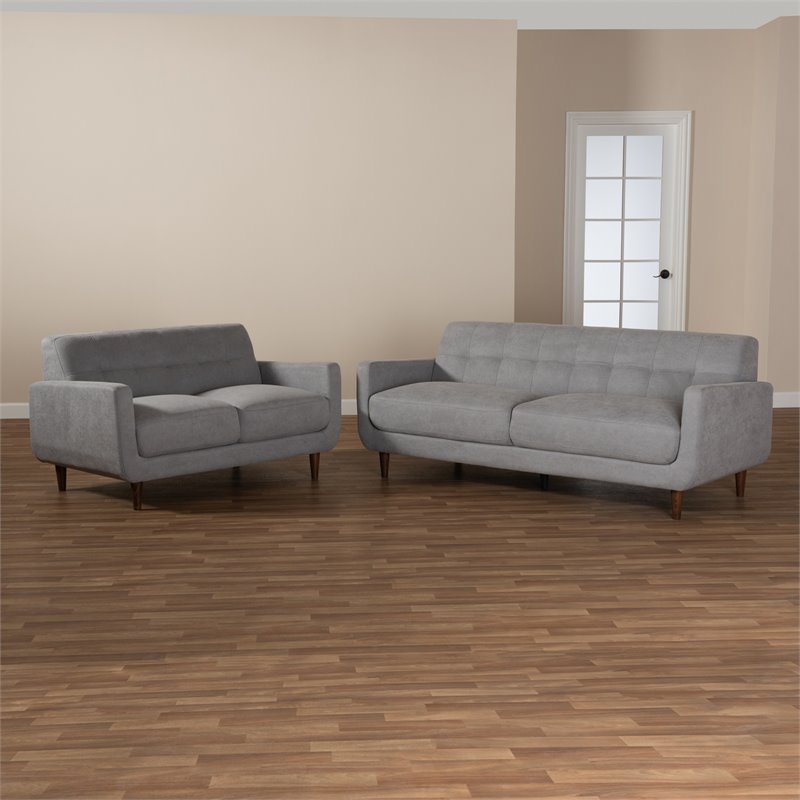 Baxton Studio Allister Light Grey Upholstered Living Room Set