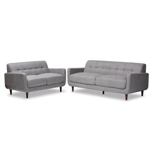Baxton Studio Allister Light Grey Upholstered Living Room Set