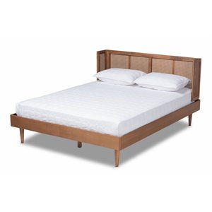 baxton studio rina full size brown wood platform bed with headboard