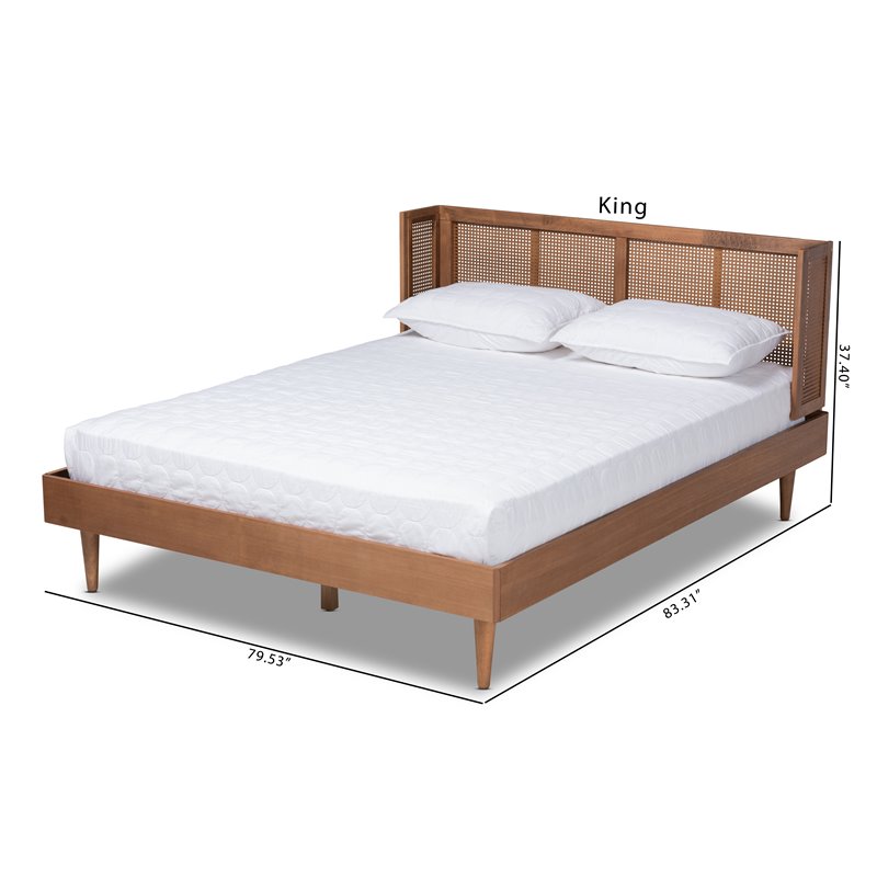 Baxton Studio Rina King Size Brown Wood Platform Bed with Headboard