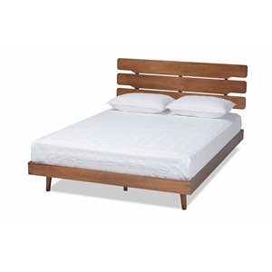baxton studio anzia queen size brown finished wood platform bed
