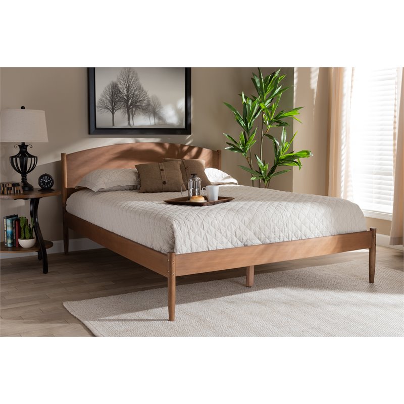 Baxton Studio Leanora Full Size Ash Brown Finished Wood Platform Bed