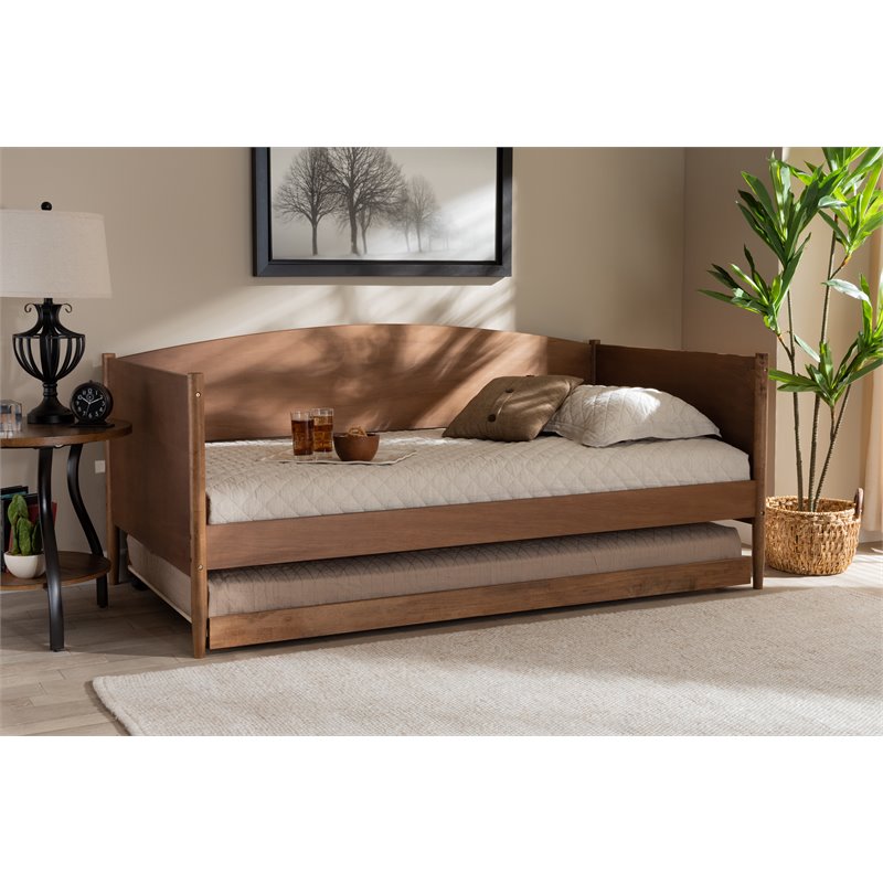Baxton Studio Veles Ash Brown Finished Wood Daybed with Trundle