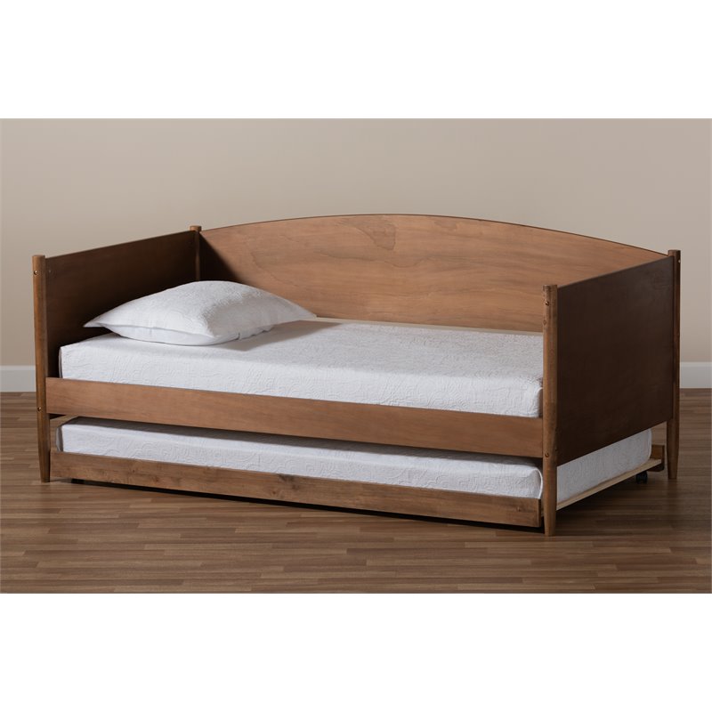 Baxton Studio Veles Ash Brown Finished Wood Daybed with Trundle