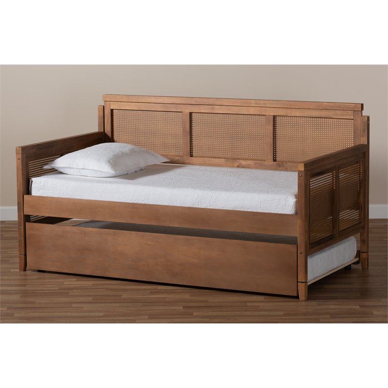 Baxton Studio Toveli Ash Brown Finished Wood Daybed with Trundle