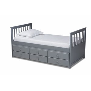 baxton studio trine twin size gray finished wood daybed with trundle