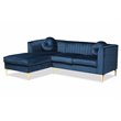 Baxton Studio Giselle Navy Blue Velvet Gold Finished Sectional Sofa