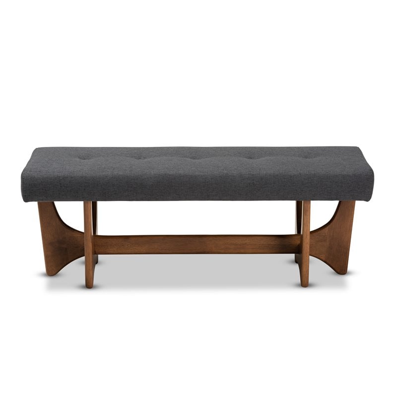 Baxton Studio Theo Dark Gray Fabric Upholstered Brown Finished Bench