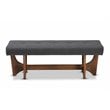 Baxton Studio Theo Dark Gray Fabric Upholstered Brown Finished Bench