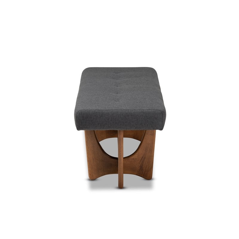 Baxton Studio Theo Dark Gray Fabric Upholstered Brown Finished Bench