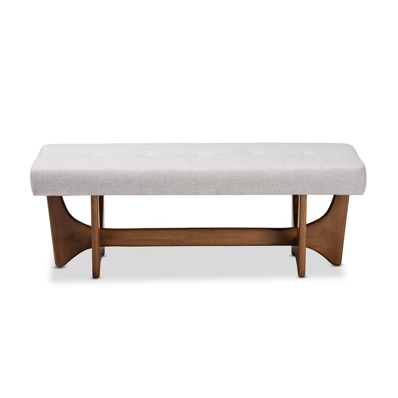 Baxton Studio Theo Grayish Beige Upholstered Brown Finished Bench