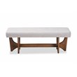 Baxton Studio Theo Grayish Beige Upholstered Brown Finished Bench