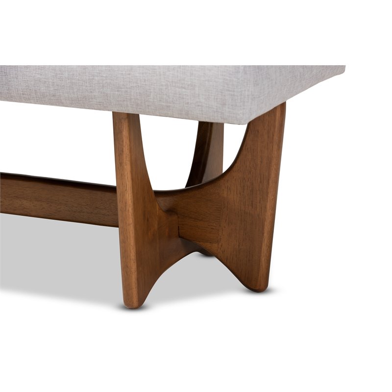Baxton Studio Theo Grayish Beige Upholstered Brown Finished Bench