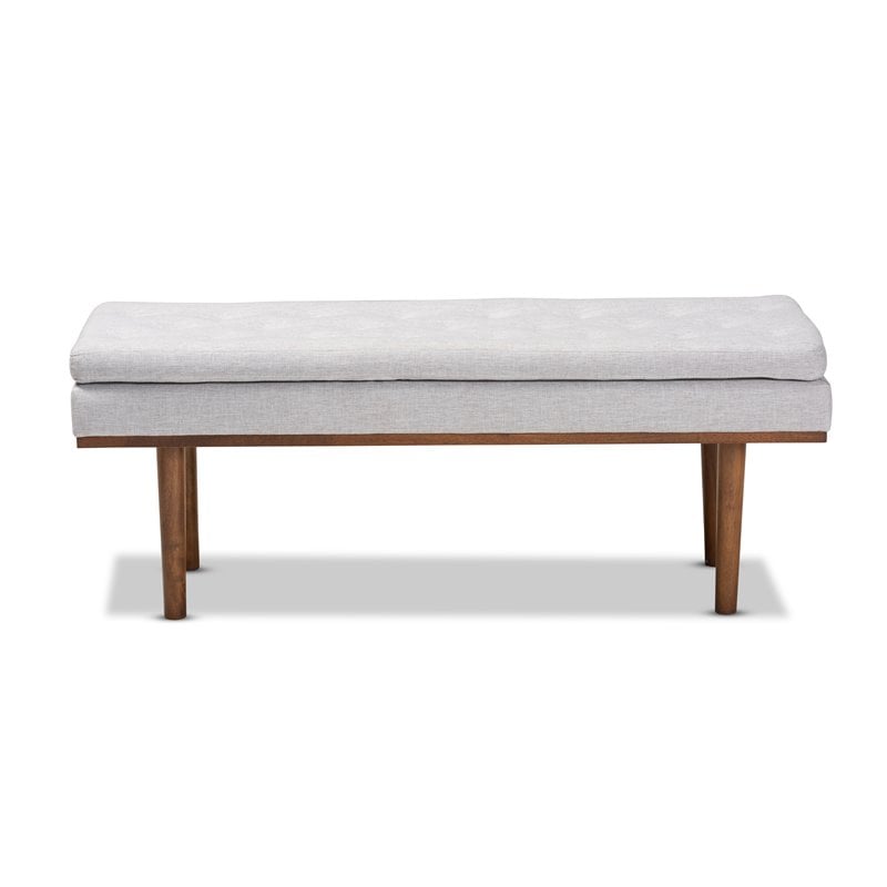 Baxton Studio Arne Grayish Beige Upholstered Brown Finished Bench