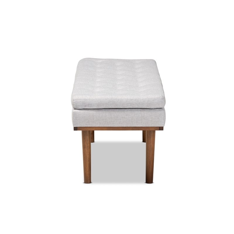 Baxton Studio Arne Grayish Beige Upholstered Brown Finished Bench