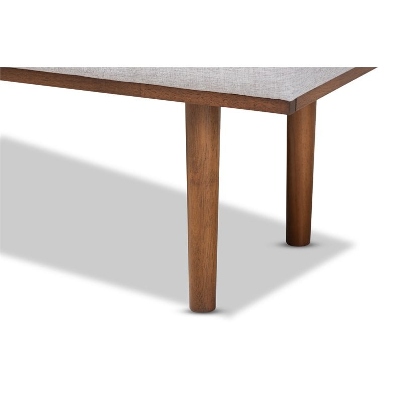 Baxton Studio Arne Grayish Beige Upholstered Brown Finished Bench