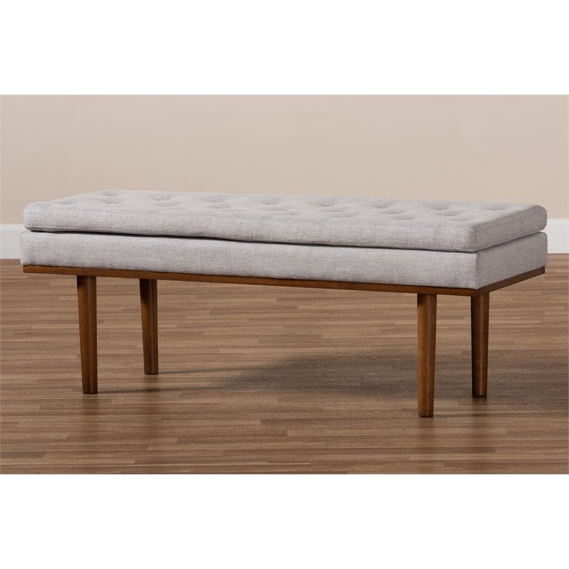 Baxton Studio Arne Grayish Beige Upholstered Brown Finished Bench