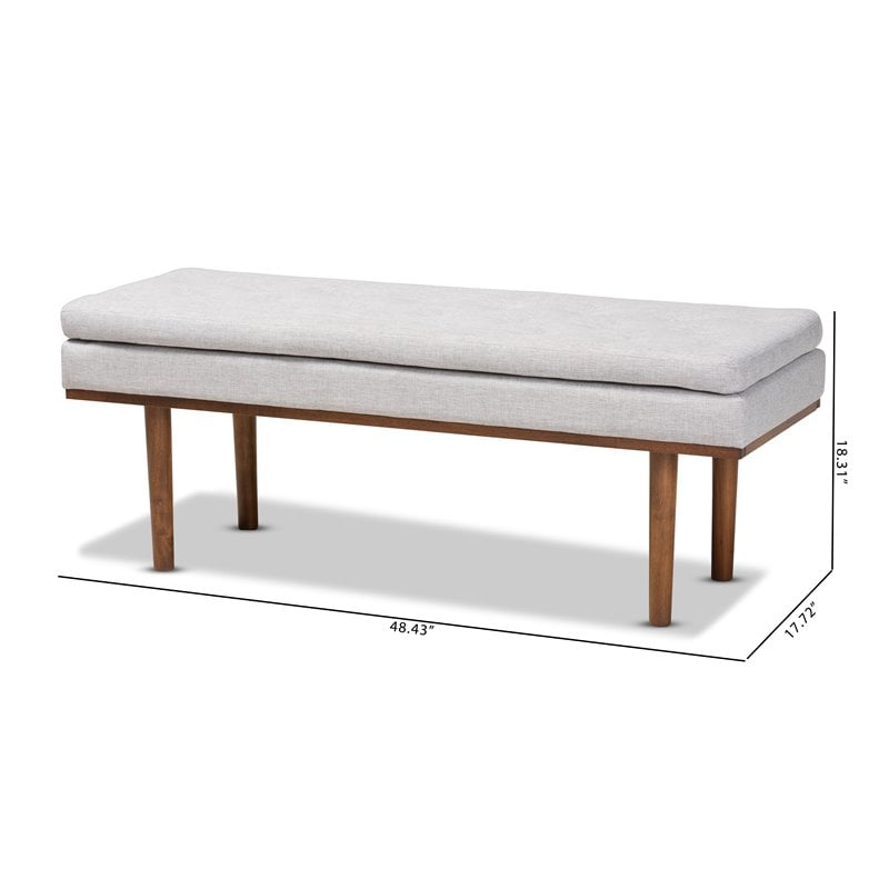 Baxton Studio Arne Grayish Beige Upholstered Brown Finished Bench