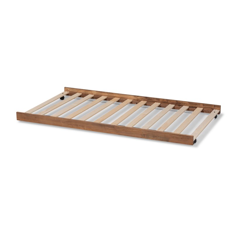 Baxton Studio Veles Twin Size Ash Brown Finished Trundle Bed
