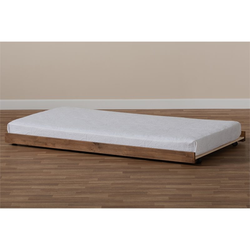 Baxton Studio Veles Twin Size Ash Brown Finished Trundle Bed