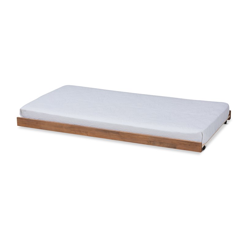 Baxton Studio Veles Twin Size Ash Brown Finished Trundle Bed
