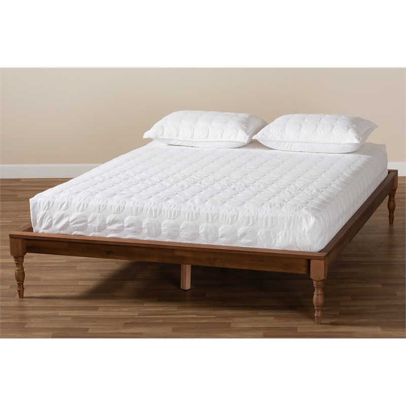 Baxton Studio Romy King Size Ash Brown Finished Wood Bed Frame