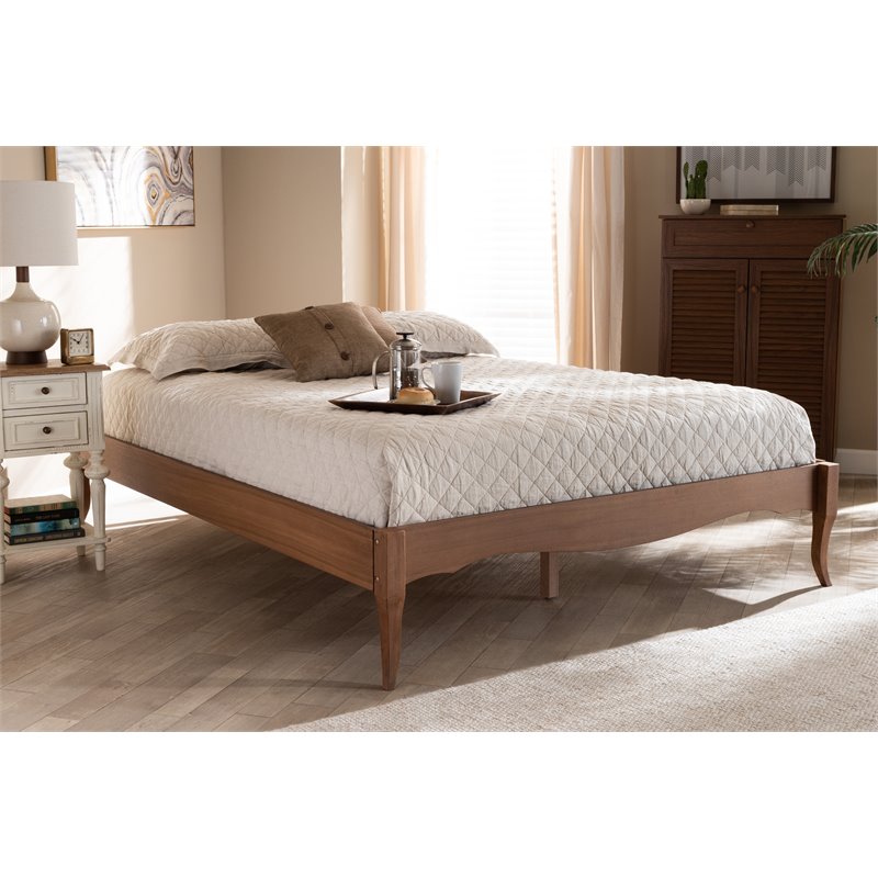 Baxton Studio Marieke King Size  Ash Brown Finished Wood Bed Frame