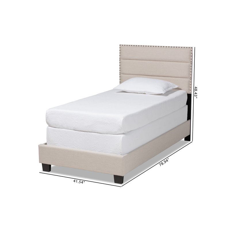 Baxton Studio Ansa Twin Size Beige Fabric Upholstered Bed