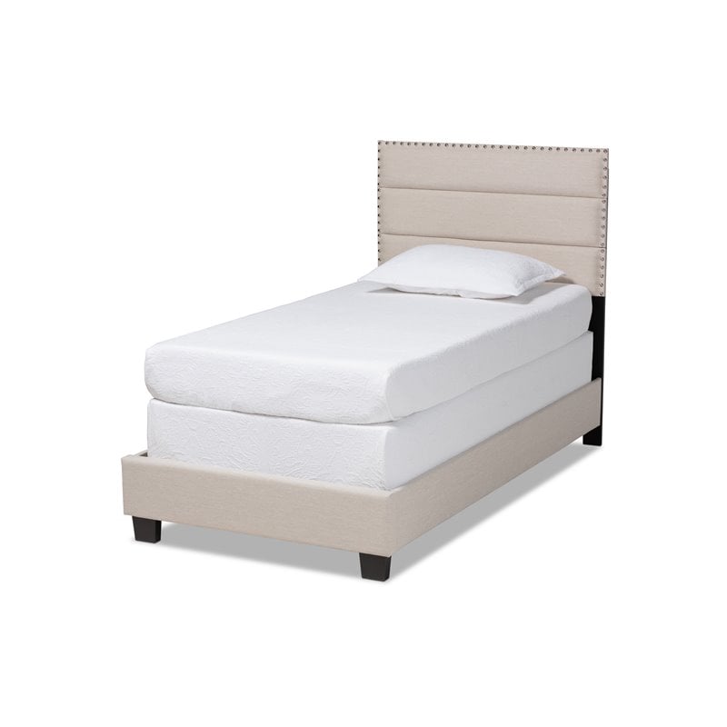 Baxton Studio Ansa Twin Size Beige Fabric Upholstered Bed