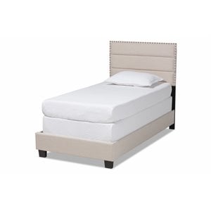 Baxton Studio Ansa Twin Size Beige Fabric Upholstered Bed