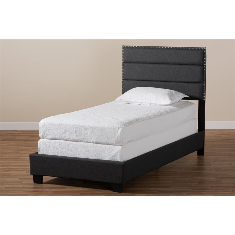 Baxton Studio Ansa Twin Size Dark Gray Fabric Upholstered Bed